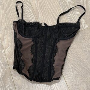 Black and Brown Lace Bustier Corset
